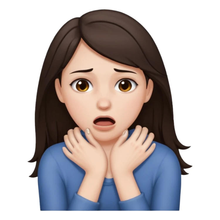 a brunette woman choking herself with her bare hands sticker