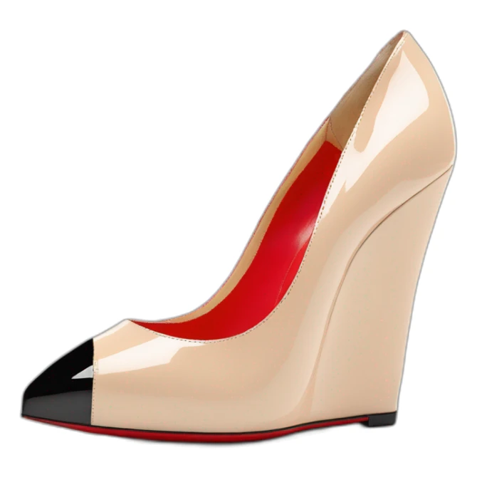 WEDGE heel LOUBOUTIN BLK PATENT Plume Sling sticker