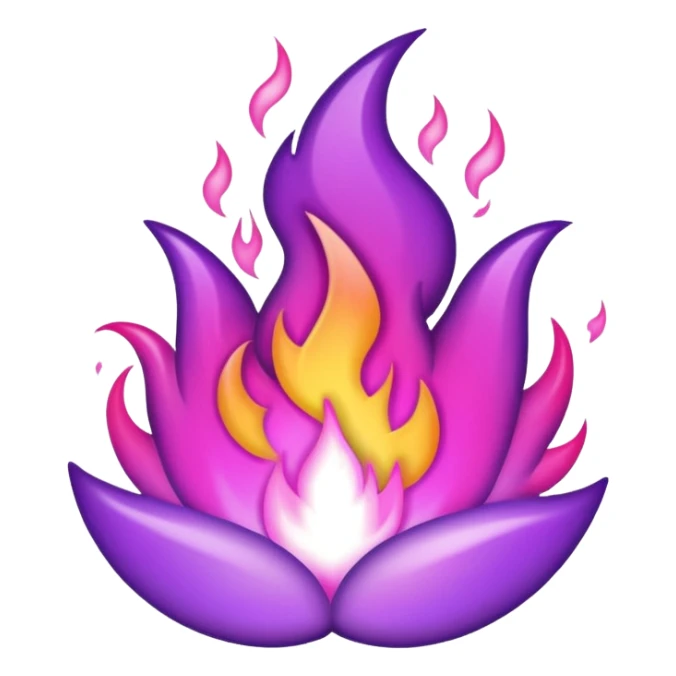 Purple fire that fades to pink in the middle sticker