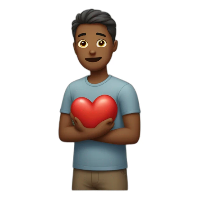 man clenching his heart sticker