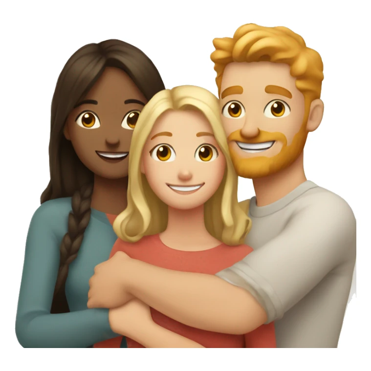 blonde daughter with brunette mom and ginger dad all smiling and hugging sticker