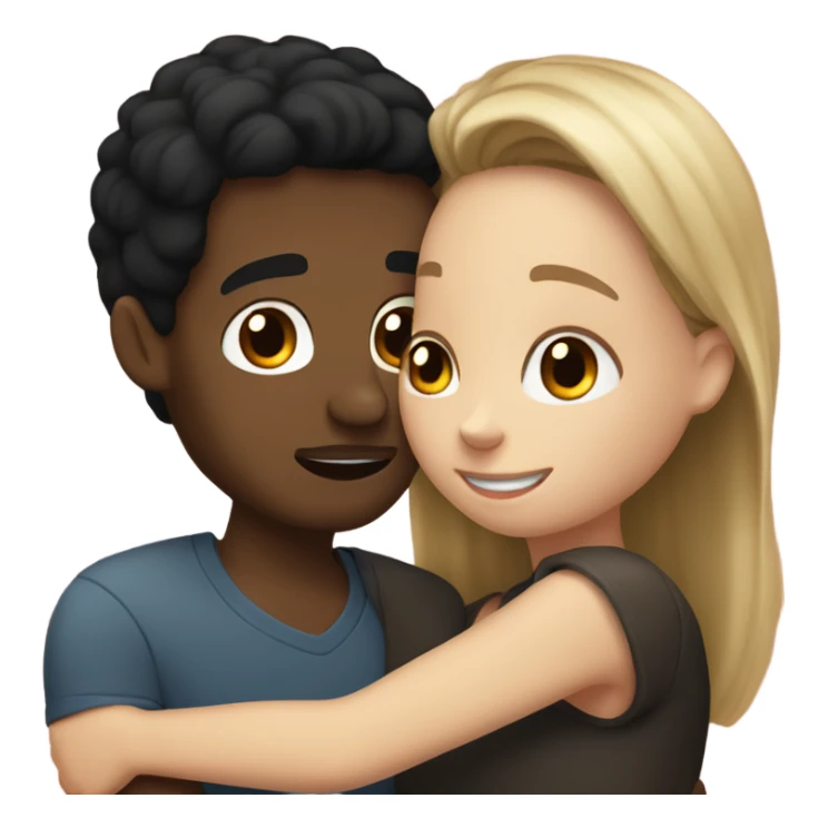 white girl with black hair hugging light brown spanish man  sticker