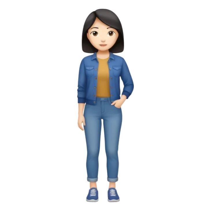 Asian women shining confident full body fat sticker