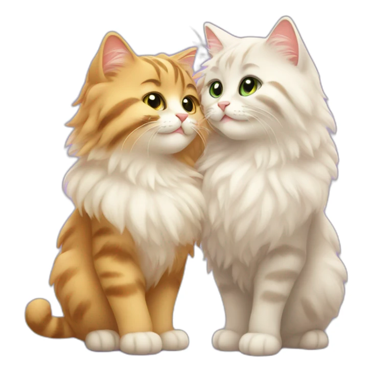 fluffy cats in love kiss sticker