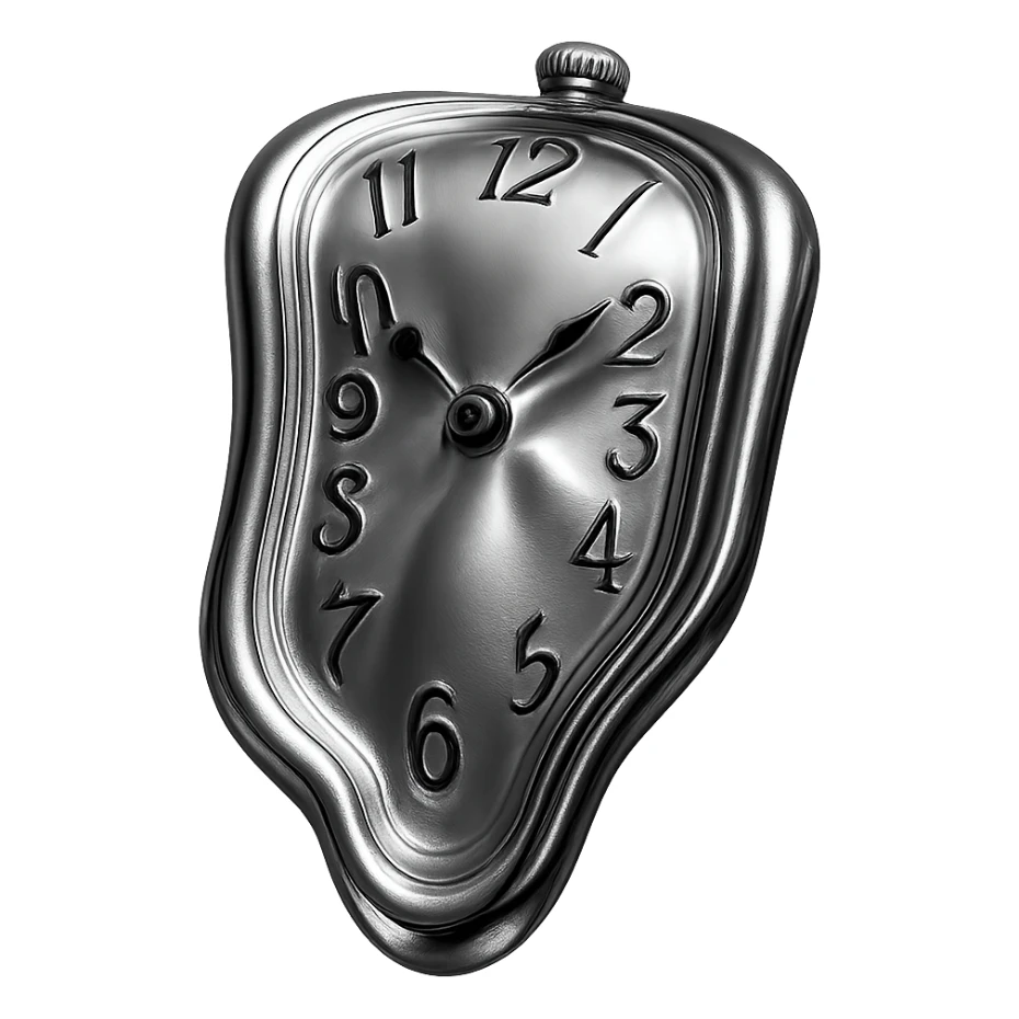 melting clock, inspired by Dali's Persistence of Memory, chrome style sticker