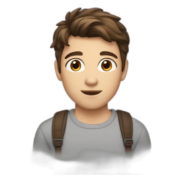 a boy with brown hair and brown eyes sticker
