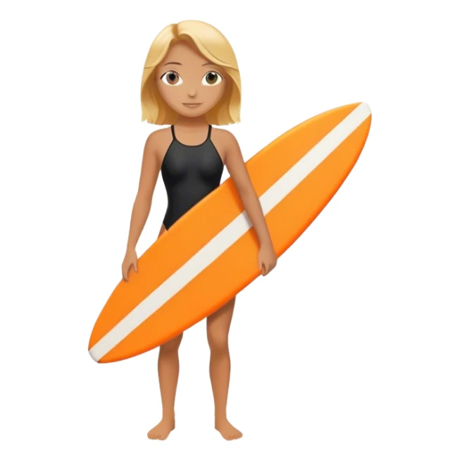 Surfer girl in black swimsuit with orange surfboard sticker