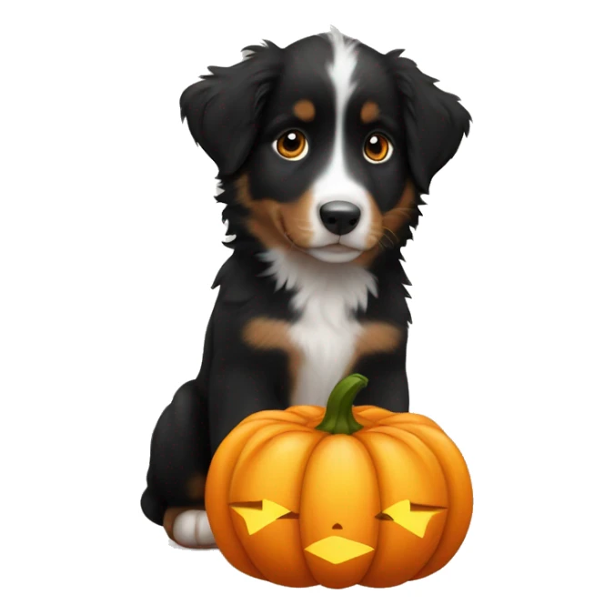 black australian shepherd puppy in a pumpkin sticker