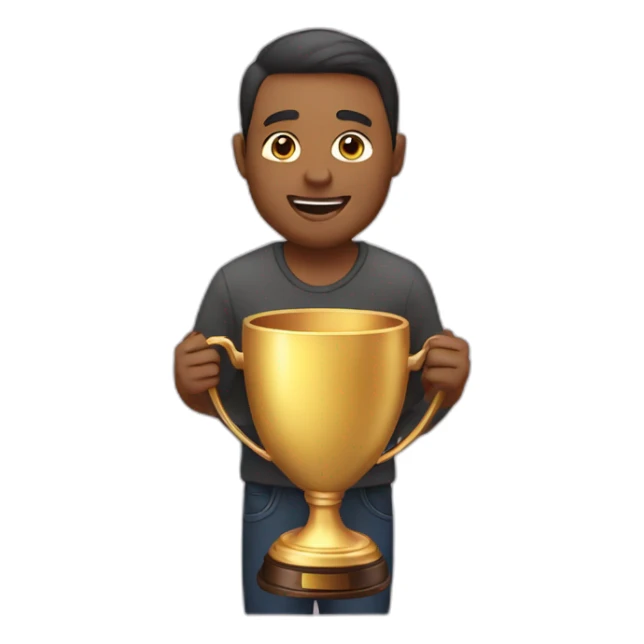 Dad holding father of the year trophy sticker