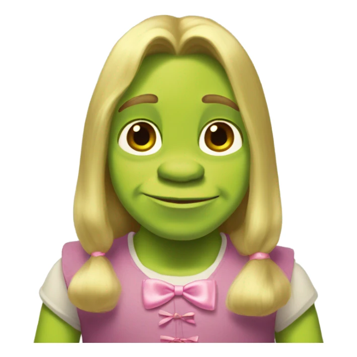 shrek with pink bow in his long blonde hair  sticker