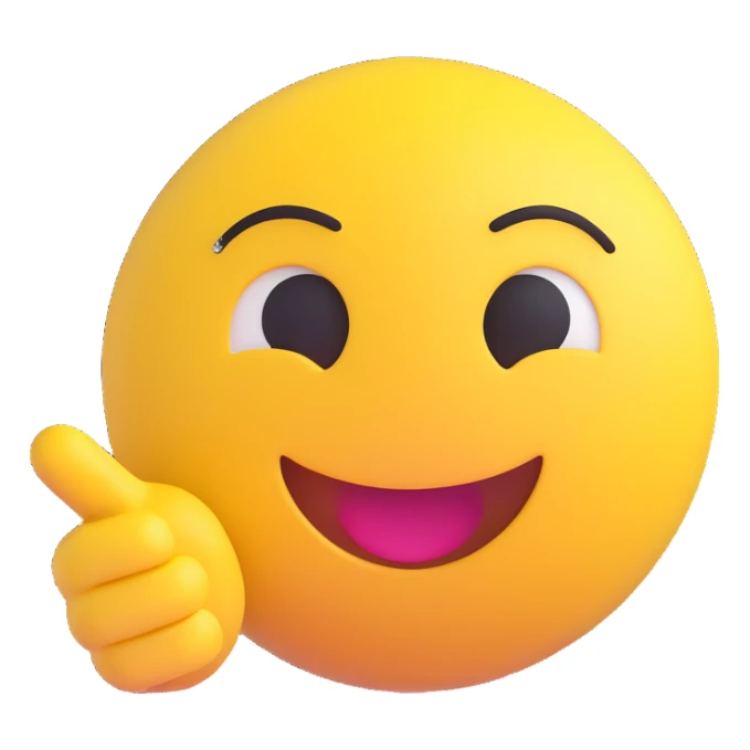 A classic yellow round emoji-style face pointing to itself, with a confident smile, symbolizing "me" or "I am the one". Bright colors, simple cartoon style, centered on a white background sticker