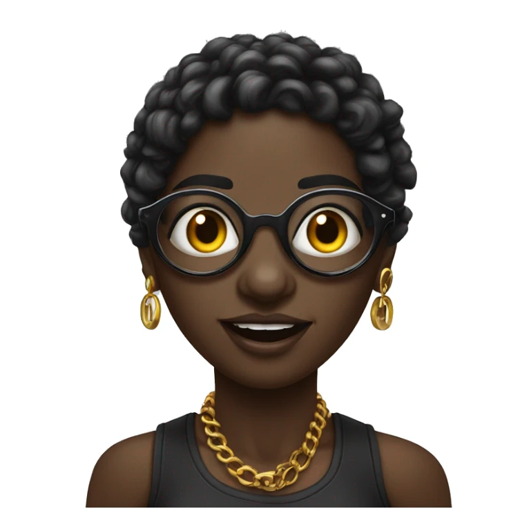 Negra, bonita, gordinha, com piercing no nariz direito, bochechuda, com oculos, 9 piercing na orelha sticker