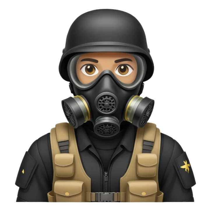 soldier in black bulletproof vest and gas mask sticker