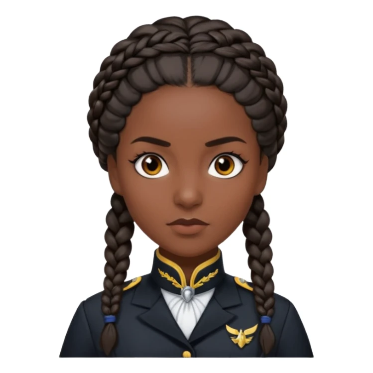 Create a realistic portrait of Bianca Barclay with dark braided hair, Nevermore uniform & confident gaze. sticker