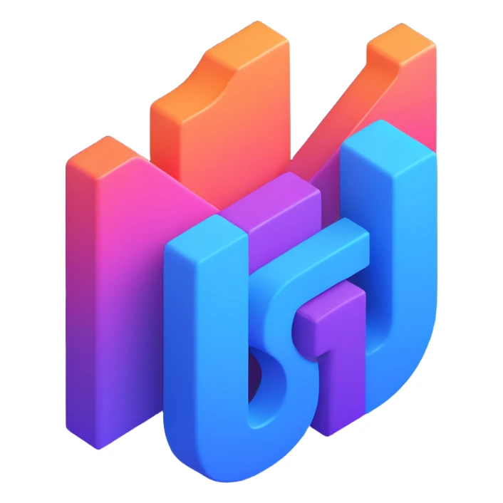 3D code icon with a fancy colorful gradient in blue and purple sticker