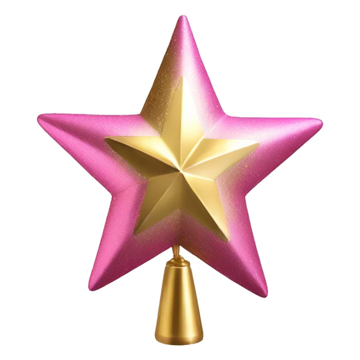 Realistic isolated gold and pink metallic star christmas tree topper. sticker