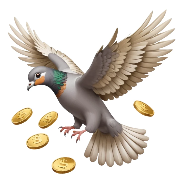 Pigeon throwing money sticker
