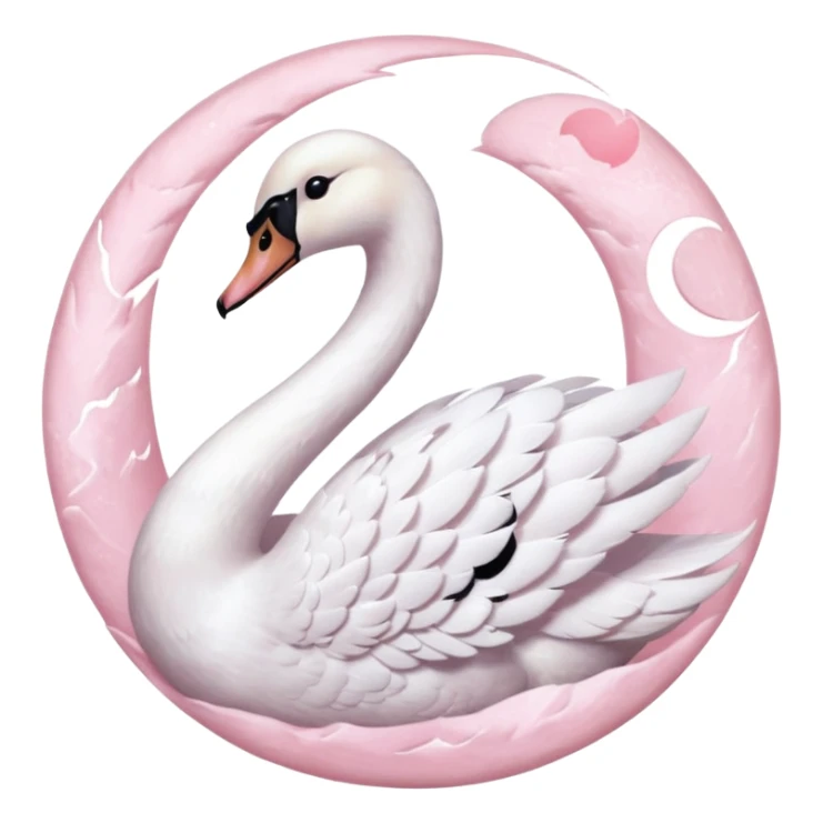 White swan with pastel baby pink moon aesthetic sticker