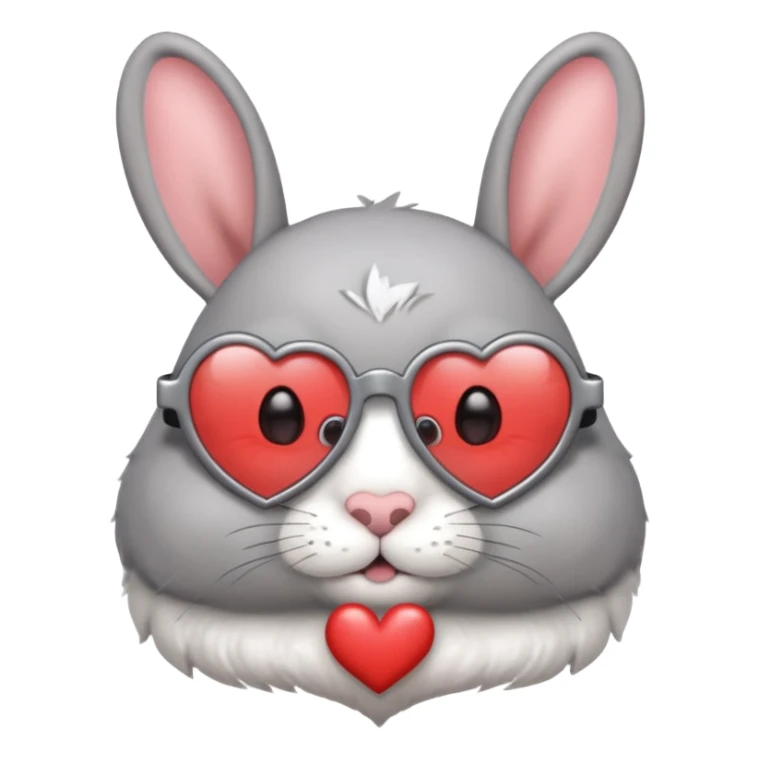 Gray bunny wearing heart-shaped glasses, half body sticker