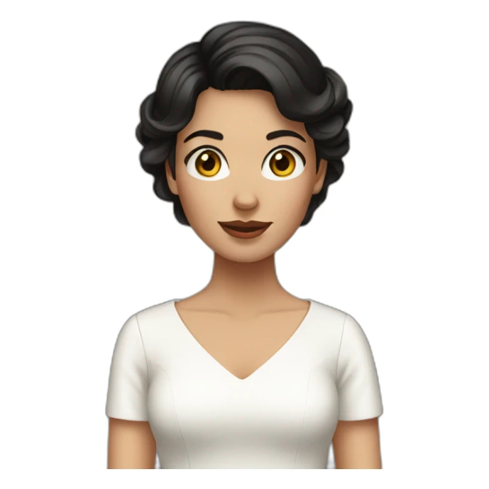 Woman short way short dark hair white dress sticker