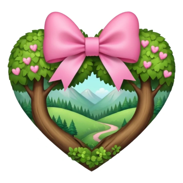 spring forest heart with a pink bow decorated with heart pattern on the bow sticker