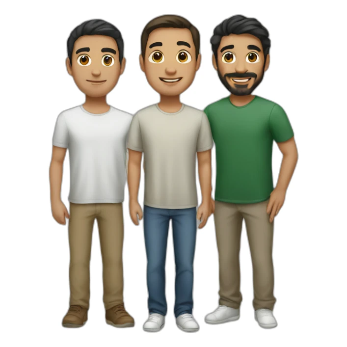 Arab asian and italian male friends standing together sticker