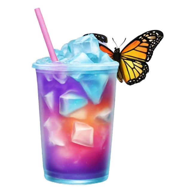 iced colorful drink with butterfly logo  sticker