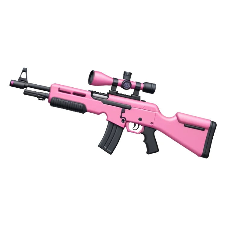 Pink scoped assault rifle with a sleek build and small magazine sticker