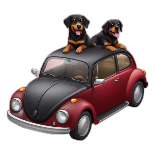 Golden retriever and rottweiller in a new beetle sticker