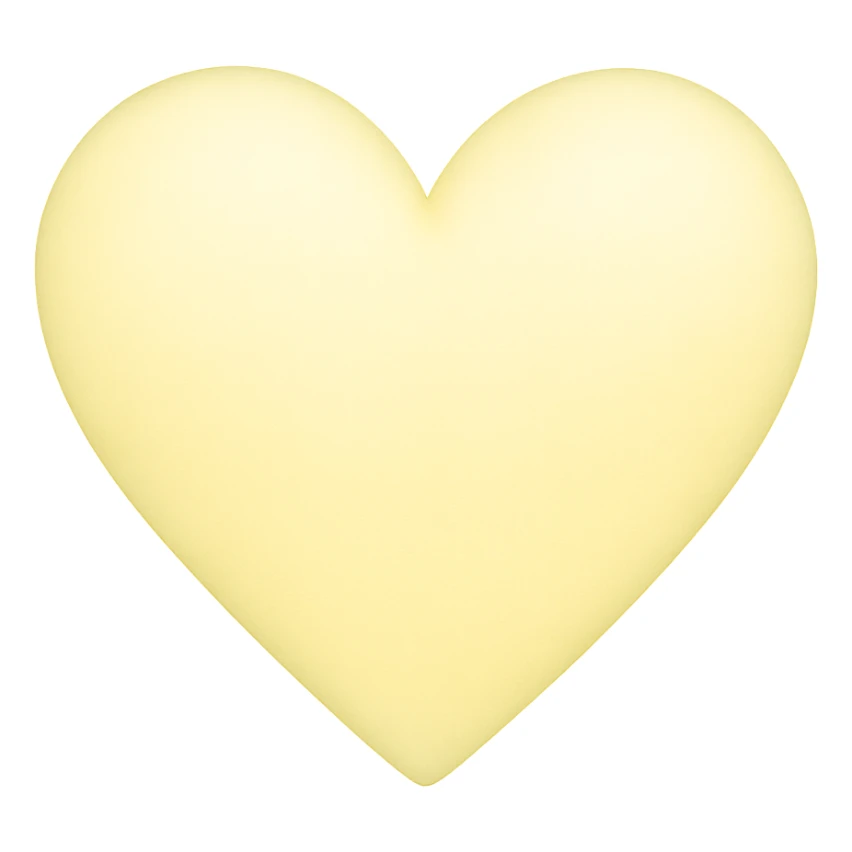 heart with a soft lemon yellow gradient, digital illustration, no background sticker