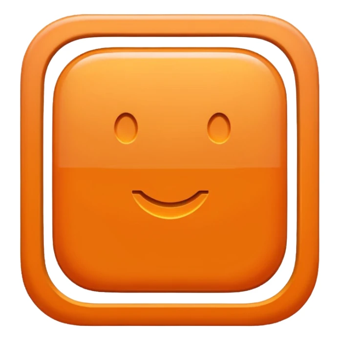 make me an emoji of the letter E from etsy no background high def orange square witha white E in the center with a times new roman looking font sticker