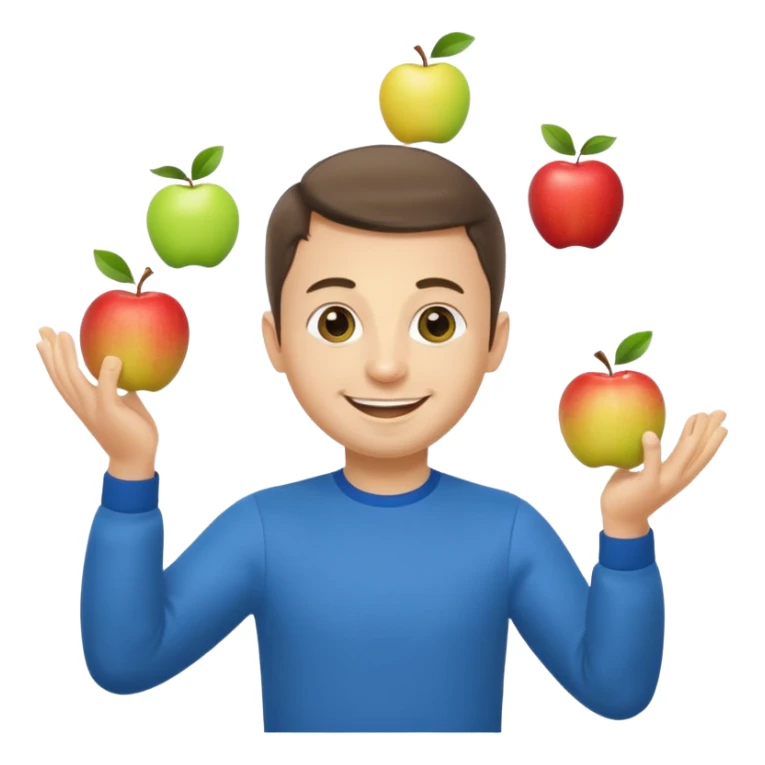 a Circus cute zelensky juggling two apple blue and yellow sticker