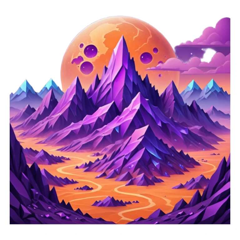 planet, crystal Planet, surface covered in glowing crystals mountains and dust sticker