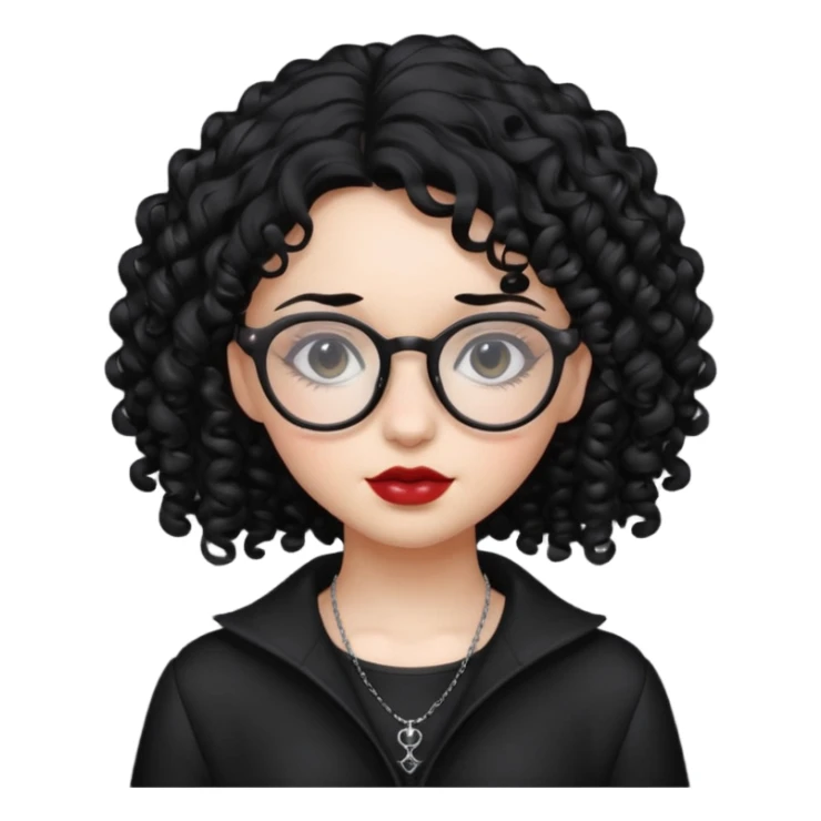 curly gothic girl with glasses sticker