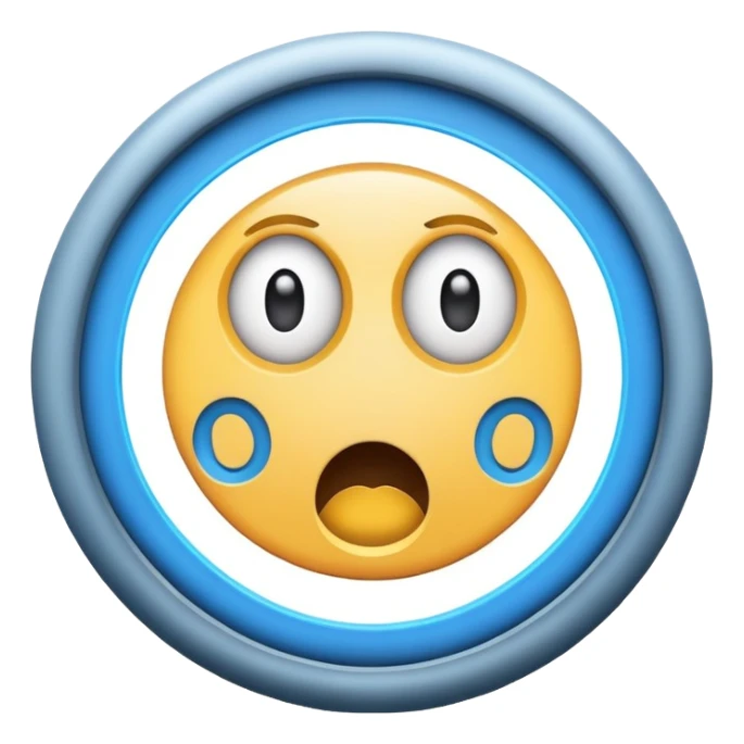 buffering symbol with a surprised face in the center sticker