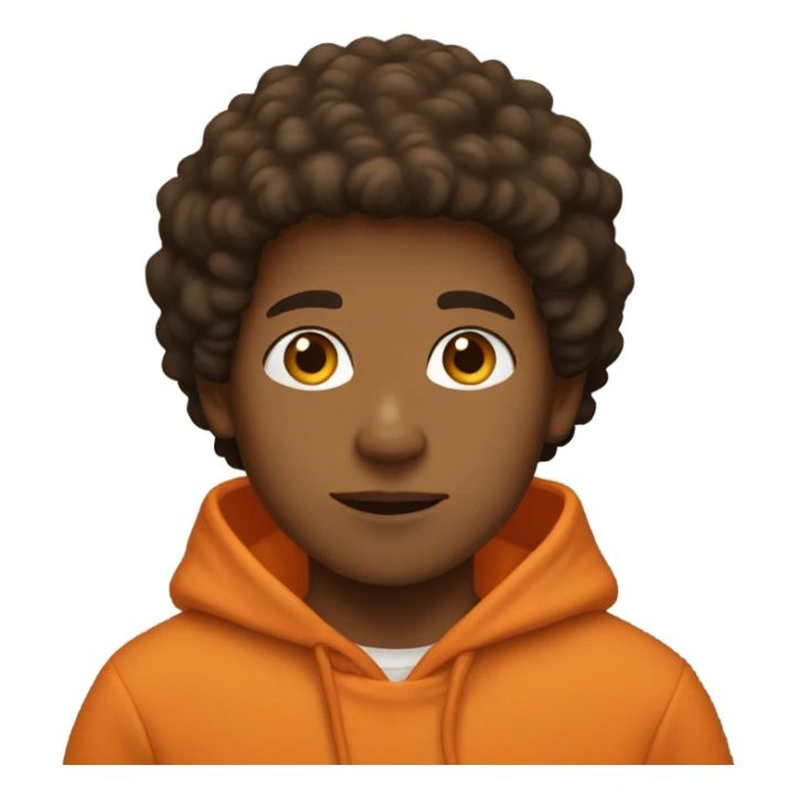 Boy with tan skin and a fluffy orange hoodie sticker