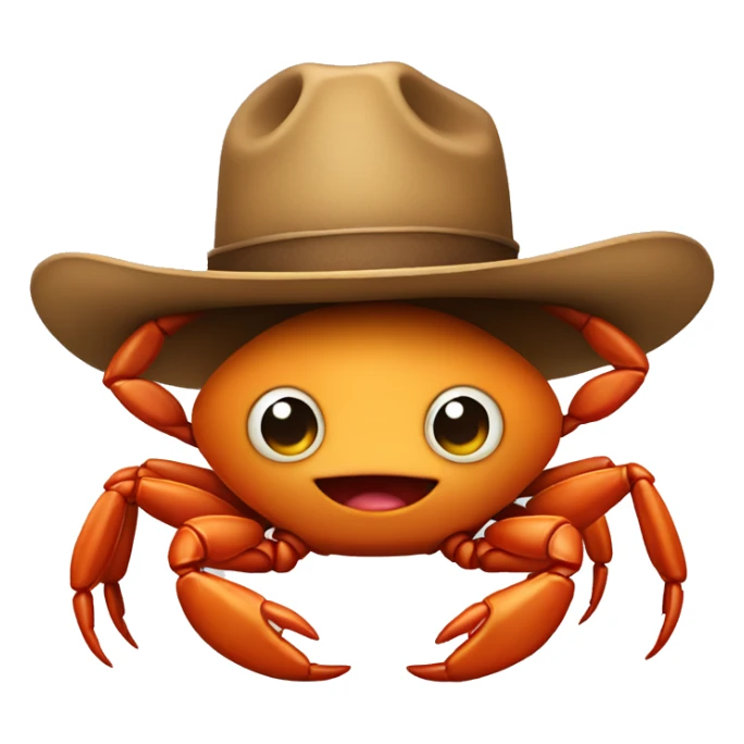 Baby crab wearing a cowboy hat sticker