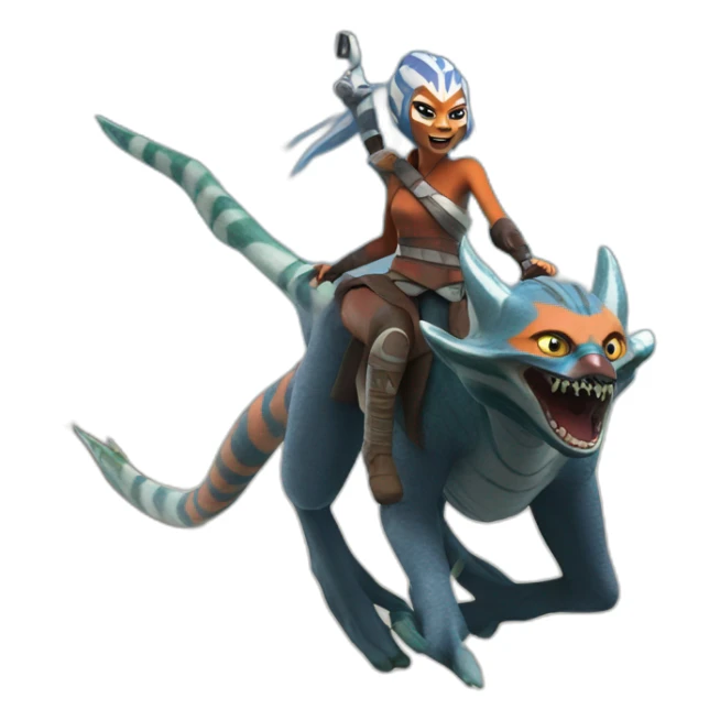 mad ahsoka riding a giant marine monster sticker