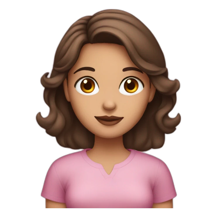 brunet girl with brown eyes with mac book pink sticker