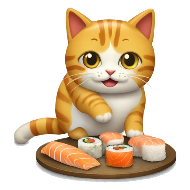 Un chat qui mange des sushis  sticker