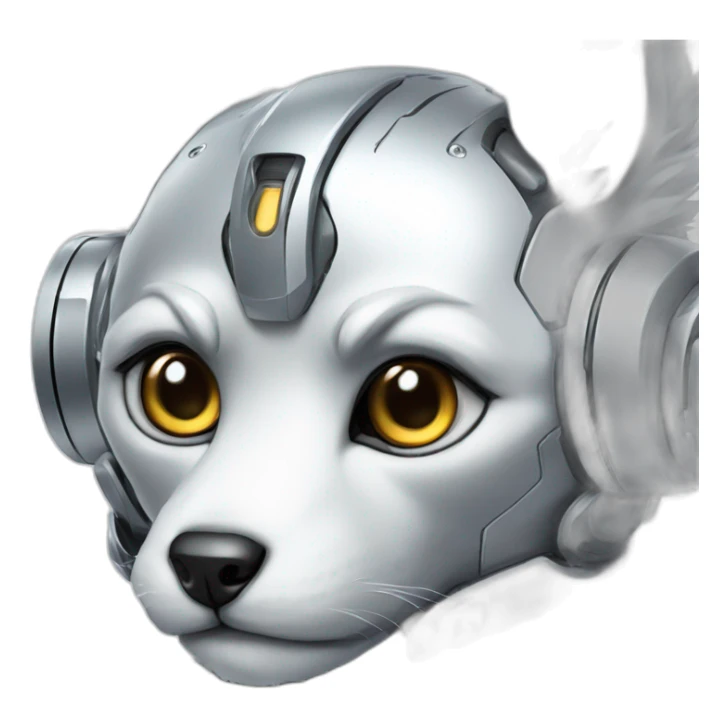 Cyber futuristic silver furry robot  sticker