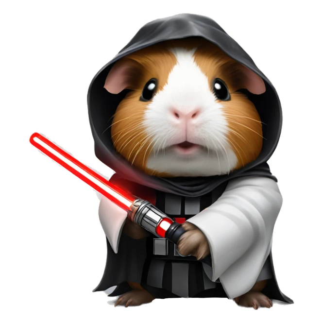 Guinea pig as Darth Vader holding a red light saber￼ sticker