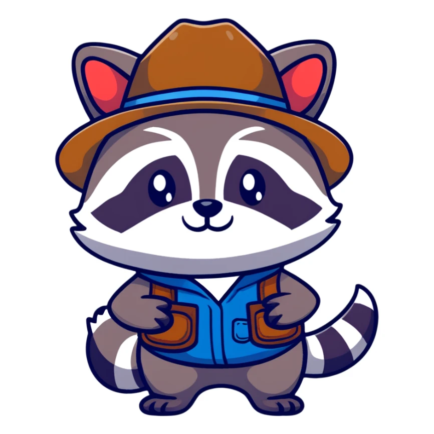 cartoon raccoon cowboy rolling his eyes sticker