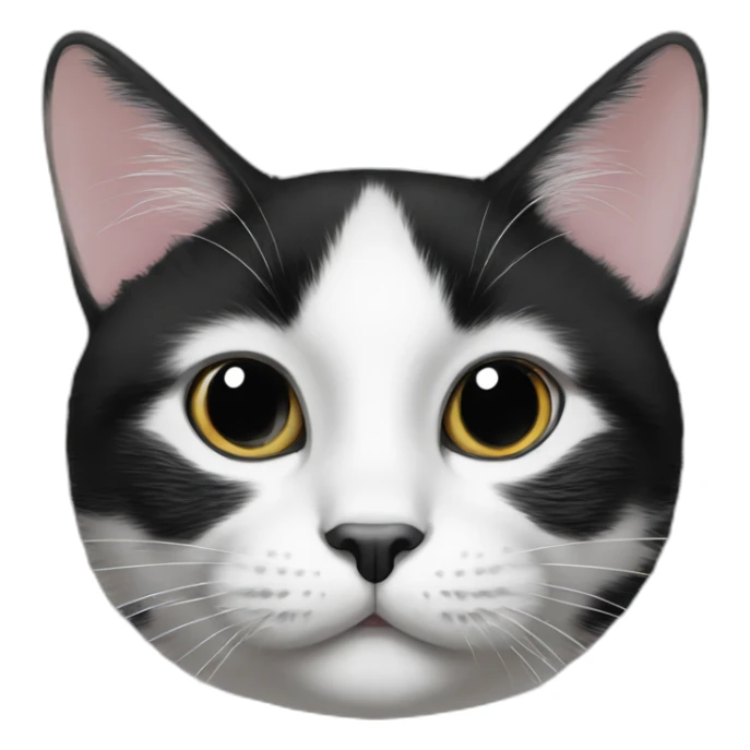 Black and white cat with black spot on nose sticker
