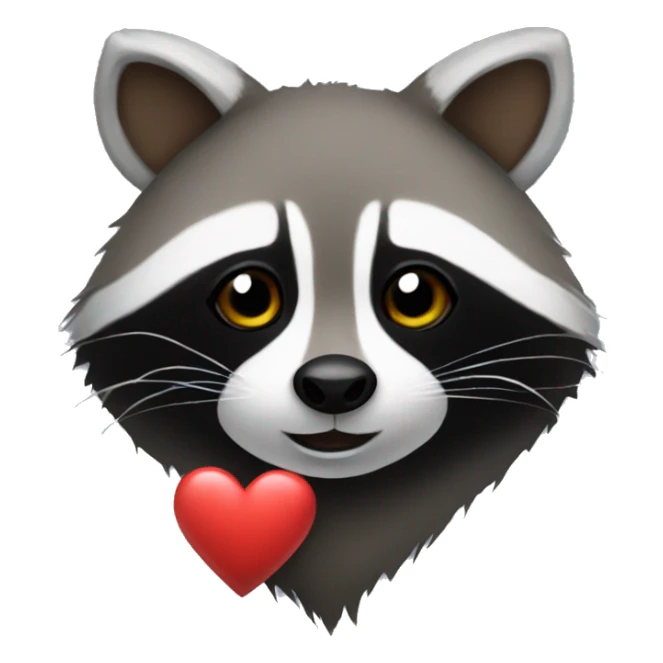 A raccoon wih aheart sticker