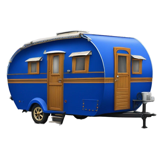 Realistic cobalt blue vintage round gypsy caravan wagon camper sticker