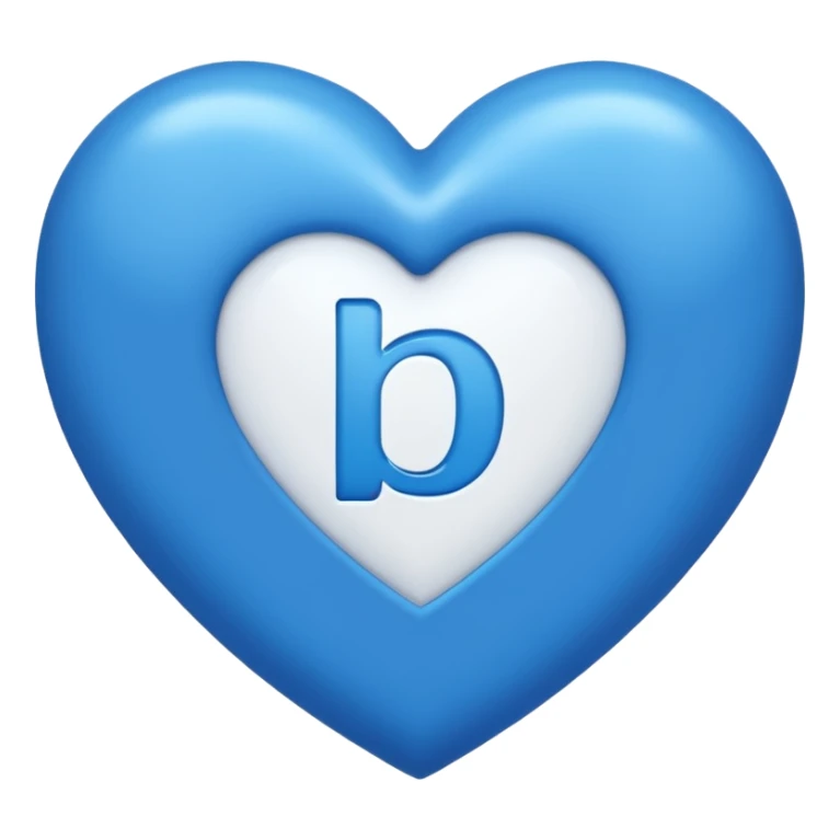 LETTER " B" Inside the heart shape, the heart is in blue color and the letter "B" is in white color sticker