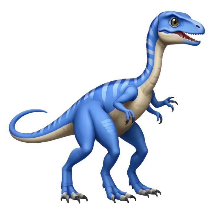 Gray velociraptor with a blue line on it's back 2 legs 2 arms and 1 tail sticker