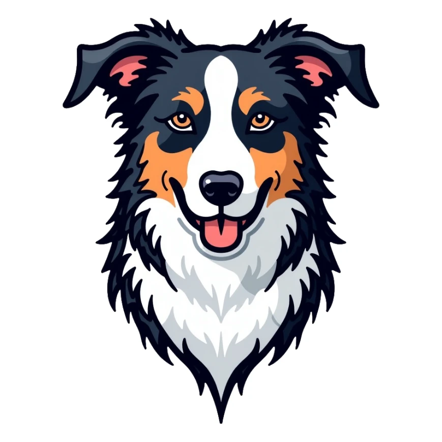 Border collie dog with only one black ear sticker