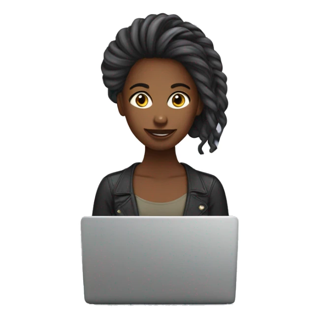 Female Graphic designer working in laptop having her hair in a pun sticker